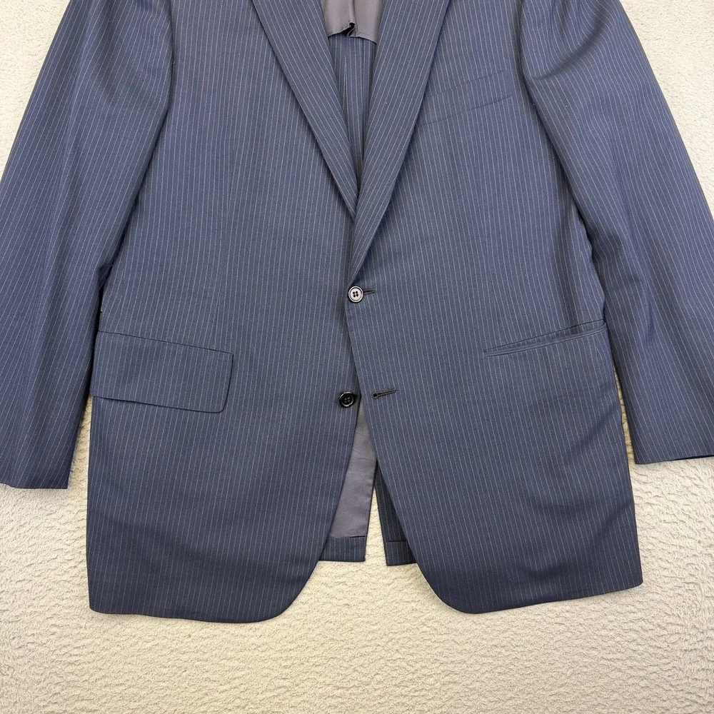 Hickey‎ Freeman Blazer Mens 44 Regular Blue Pinstripe Two Button Suit Jacket